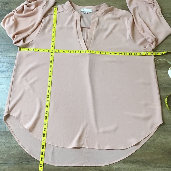 🌻💥NWT Misia Curvy Size 2X Blouse V-Neck Long 3/4 Rolled Sleeves Orange Peach - Picture 9 of 9